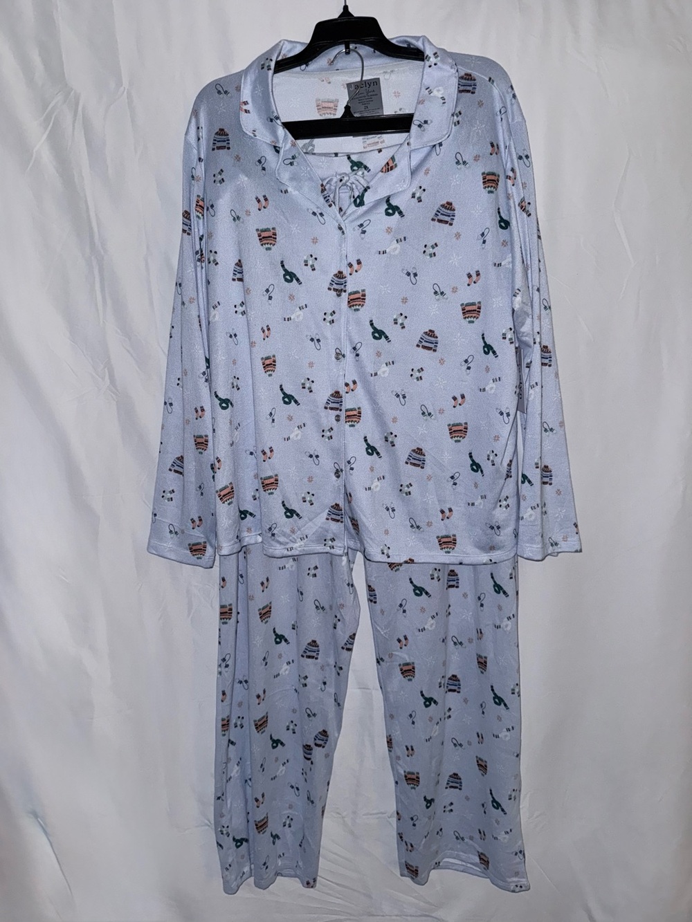 NWT Jaclyn New York Cozy Light Blue Printed Women’s Pajama Set Size 2X
